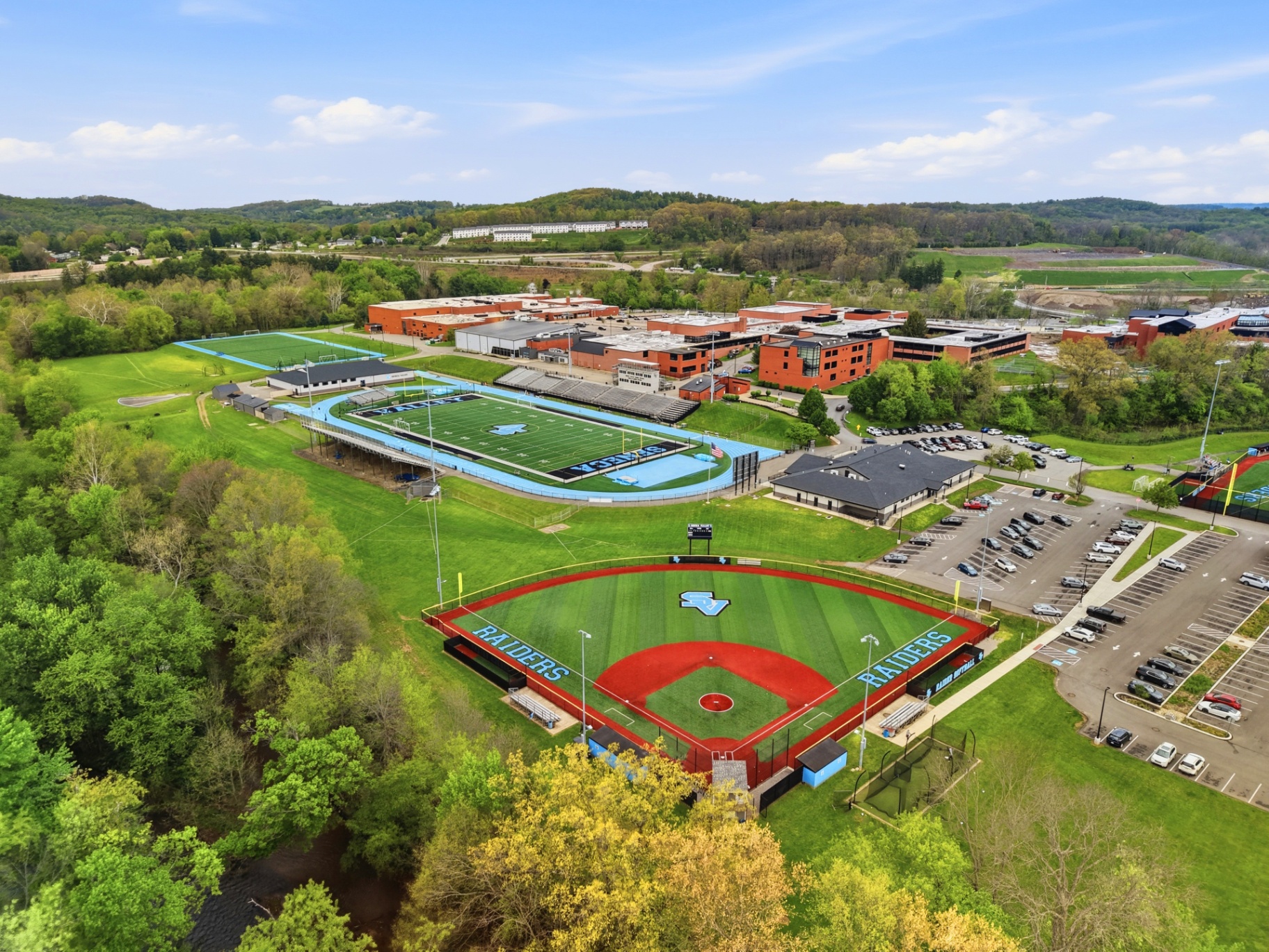 Aerial view of commercial campus
