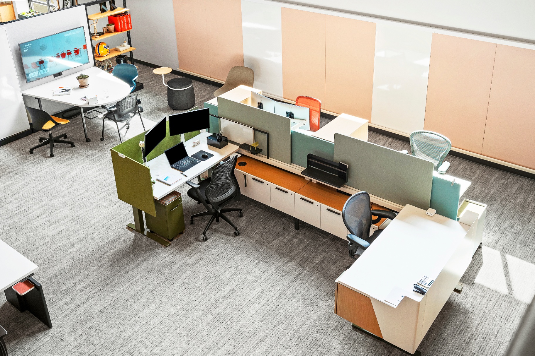 Overhead view of workstations